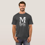 Name Masculine Mit Monogramm Trauzeuge Wedding Gra T-Shirt<br><div class="desc">Klassisch, einfach, Hochzeit, Name T - Shirt. Ideal für Trauzeuge. Personalisieren Sie es mit Ihrem Initial und Namen.</div>