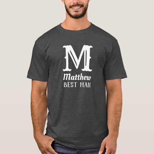 Name Masculine Mit Monogramm Trauzeuge Wedding Gra T-Shirt (Vorderseite)