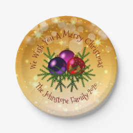 Name Matching Christmas on Gold 7 hinzufügen" Pappteller