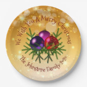 Name Matching Christmas on Gold 9" Pappteller (Vorderseite)