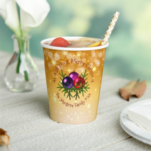 Name Matching Christmas on Gold hinzufügen Pappbecher (In Situ)