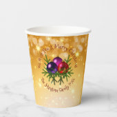 Name Matching Christmas on Gold hinzufügen Pappbecher (Vorderseite)