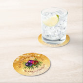 Name Matching Christmas on Gold hinzufügen Runder Pappuntersetzer (Vor Ort)