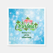 Name Matching Frohe Weihnachts Blue Cocktail Na Serviette (Vorderseite)