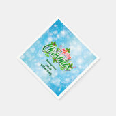 Name Matching Frohe Weihnachts Blue Cocktail Na Serviette (Ecke)