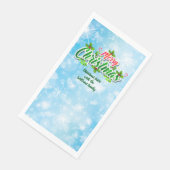 Name Matching Merry Christmas Blue hinzufügen Serviette (Ecke)