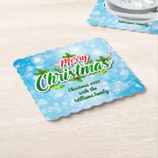 Name Matching Merry Christmas Blue hinzufügen Untersetzer (angewinkelt)