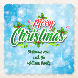 Name Matching Merry Christmas Blue hinzufügen Untersetzer