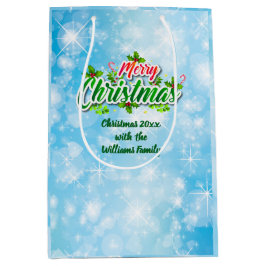 Name Matching Merry Christmas Blue Medium Geschenk Mittlere Geschenktüte