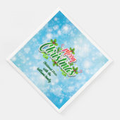 Name Matching Merry Christmas Blue Paper Dinne hin Serviette (Ecke)
