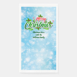 Name Matching Merry Christmas Blue Paper Guest hin Serviette