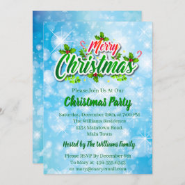 Name Matching Merry Christmas Blue Party Invit hin Einladung