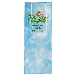 Name Matching Merry Christmas Blue Wine Gift B Geschenktüte Für Weinflaschen
