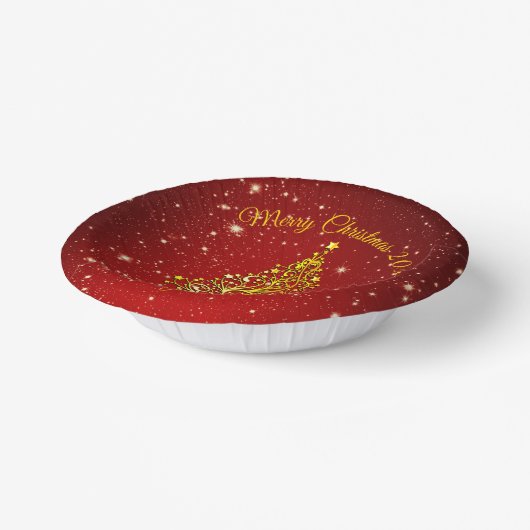 Name Matching Set Christmas Red Gold Tree Stars Pappteller (Gewinkelt)