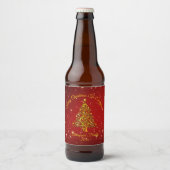 Name Matching Set Weihnachten Red Gold Tree Star h Bierflaschenetikett (Vorderseite)