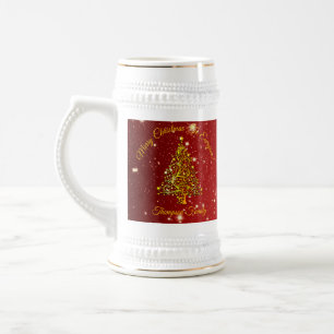 Name Matching Set Weihnachten Red Gold Tree Star h Bierglas