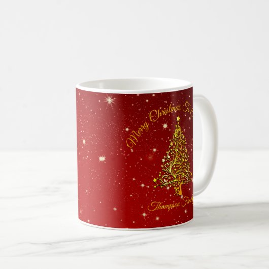 Name Matching Set Weihnachten Red Gold Tree Star h Kaffeetasse (VorderseiteRechts)