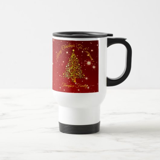 Name Matching Set Weihnachten Red Gold Tree Star h Reisebecher (Rechts)