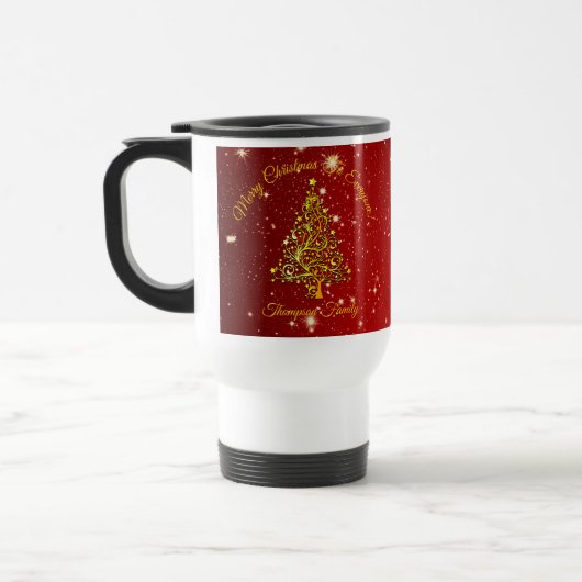 Name Matching Set Weihnachten Red Gold Tree Star h Reisebecher (Links)