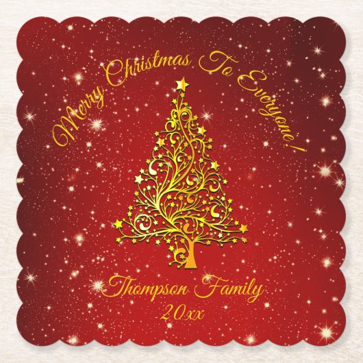 Name Matching Set Weihnachten Red Gold Tree Star h Untersetzer (Vorderseite)
