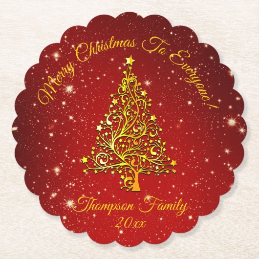 Name Matching Set Weihnachten Red Gold Tree Star h Untersetzer (Vorderseite)