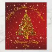 Name Matching Set Weihnachten Red Gold Tree Star h Weinetikett (Einzelnes Label)