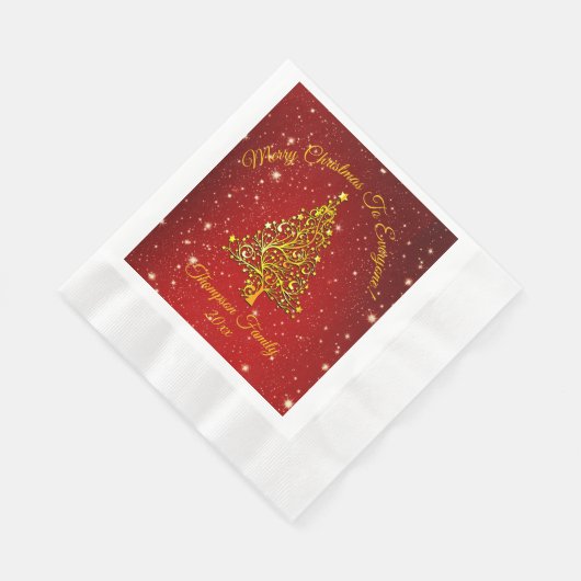 Name Matching Set Weihnachts Red Gold Tree hinzufü Serviette (Ecke)