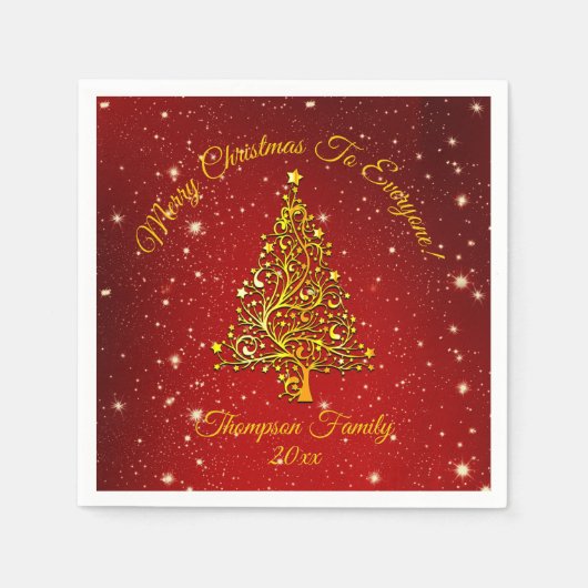 Name Matching Set Weihnachts Red Gold Tree hinzufü Serviette (Vorderseite)