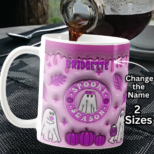 Name Mauve 3D-Effekt Halloween Ghost Spooky Jahres Kaffeetasse