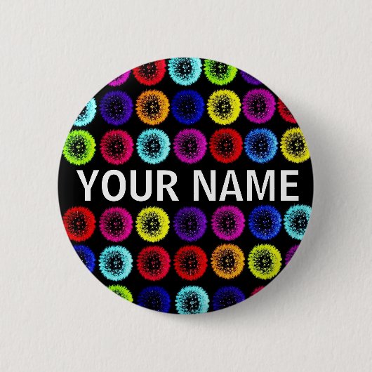 Name-Mehrfarbenlöwenzahn-Knopf Button (Vorderseite)