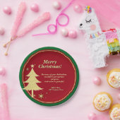 Name Meldung Red, Gold Christmas Tree 7" Pappteller (Party)