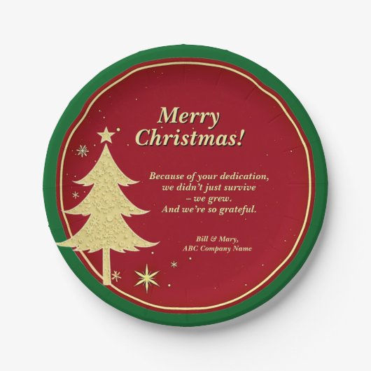 Name Meldung Red, Gold Christmas Tree 7" Pappteller (Vorderseite)