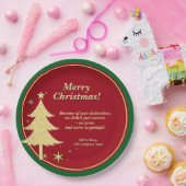 Name Meldung Red, Gold Christmas Tree 9" Pappteller (Party)