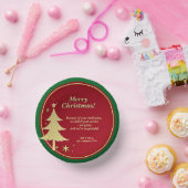 Name Meldung Red, Gold Christmas Tree Pappteller (Party)