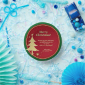 Name Meldung Red, Gold Christmas Tree Pappteller (Party)