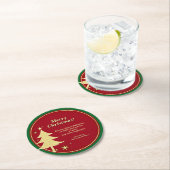 Name Meldung Red, Gold Christmas Tree Runder Pappuntersetzer (Vor Ort)