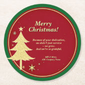 Name Meldung Red, Gold Christmas Tree Runder Pappuntersetzer (Vorderseite)