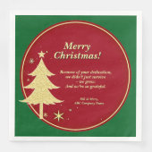Name Meldung Red, Gold Christmas Tree Serviette (Vorderseite)