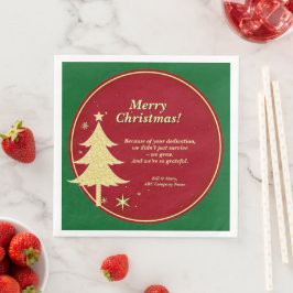 Name Meldung Red, Gold Christmas Tree Serviette