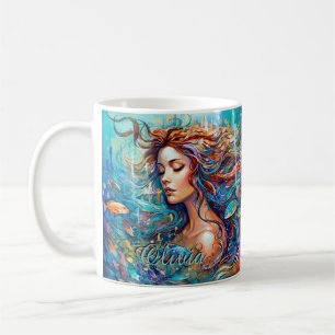 Name Mermaid Underwater in Sea, Haarfisch hinzufüg Kaffeetasse