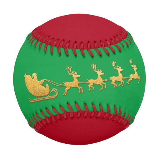 Name Merry Christmas Santa Reindeer Red Green Baseball (Vorderseite)