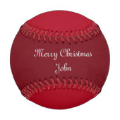 Name Merry Christmas Santa Reindeer Red Silver Baseball (Rückseite)