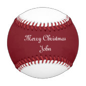Name Merry Christmas Santa Reindeer Red White Baseball (Rückseite)