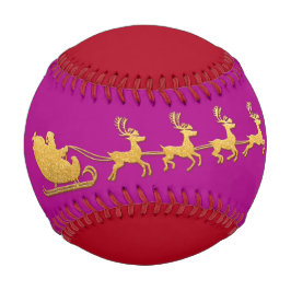 Name Merry Weihnachten Santa Reindeer Red Pink Gol Baseball
