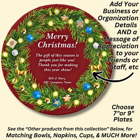 Name Message, Business Office Christmas 7" Pappteller