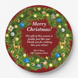 Name Message, Business Office Christmas 9" Pappteller