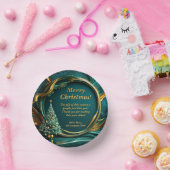 Name Message Company Green Gold Weihnachtsbaum Pappteller (Party)