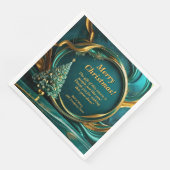 Name Message Company Green Gold Weihnachtsbaum Serviette (Ecke)