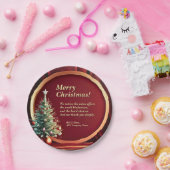 Name Message Company Red Gold + Christmas Tree 7" Pappteller (Party)