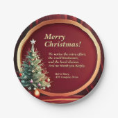Name Message Company Red Gold + Christmas Tree 7" Pappteller (Vorderseite)